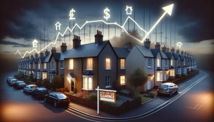 Graph depicting the fluctuations in UK house clearance market prices alongside economic indicators and conditions.