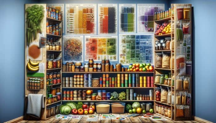 Prepper Meal Planning: A well-organised pantry with long-lasting, nutrient-rich foods for emergency preparedness.