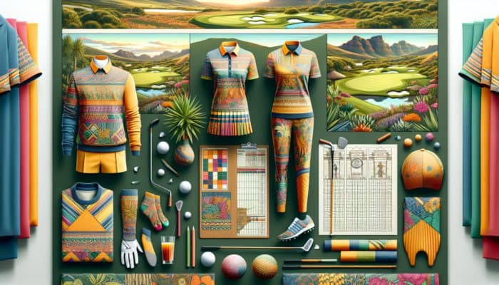 Vibrant South African golf fashion featuring Sun City's colourful designs and Cape Town Golf Co.'s sustainable outfits.