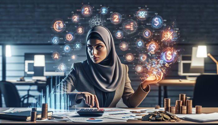 Tips for Maximising Debt Consolidation Savings | DCL Financial analyst reviews colorful charts of interest rates and fees in a modern office, surrounded by calculators, documents, and coins, with a determined expression.