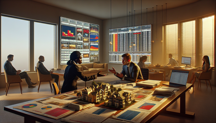 A buyer with market charts negotiates with an unyielding seller at a cluttered desk in Aliwal North under warm lighting.