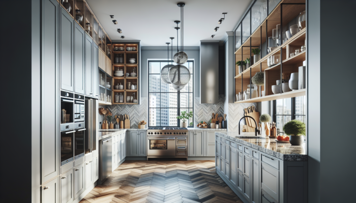 Modern Pretoria kitchen with sleek cabinetry, energy-efficient appliances, granite countertops, open shelving, and contemporary lighting.