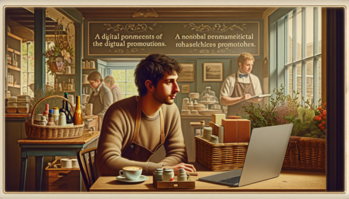 Young entrepreneur in a cosy Sherborne café views laptop with Instagram menus and icons for trending UK digital ad platforms.